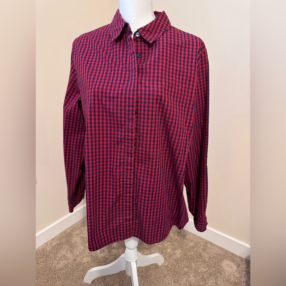 Allison Daley Tops - Allison Daley Red and Navy Check Shirt